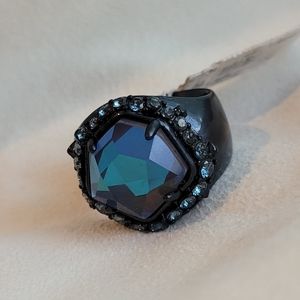 NWT Kendra Scott Statement Ring Indigo Dichroic Navy Gunmetal size 7